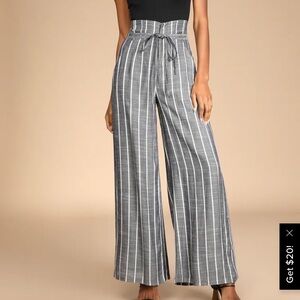 Lulu's Navy and White Striped Wide Legged Pants